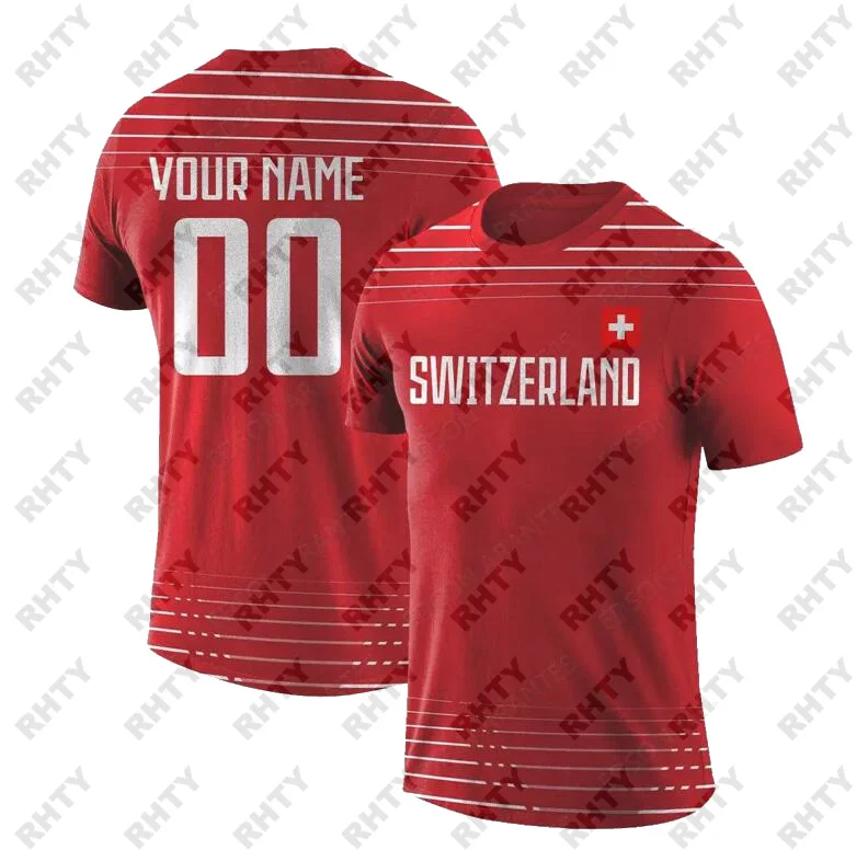 Custom Any Name Number SWITZERLAND 3D T-shirt CHE SWISS Nation Flag Soccer T-shirts Clothes For Men Women Gifts Oversize 5XL Kid