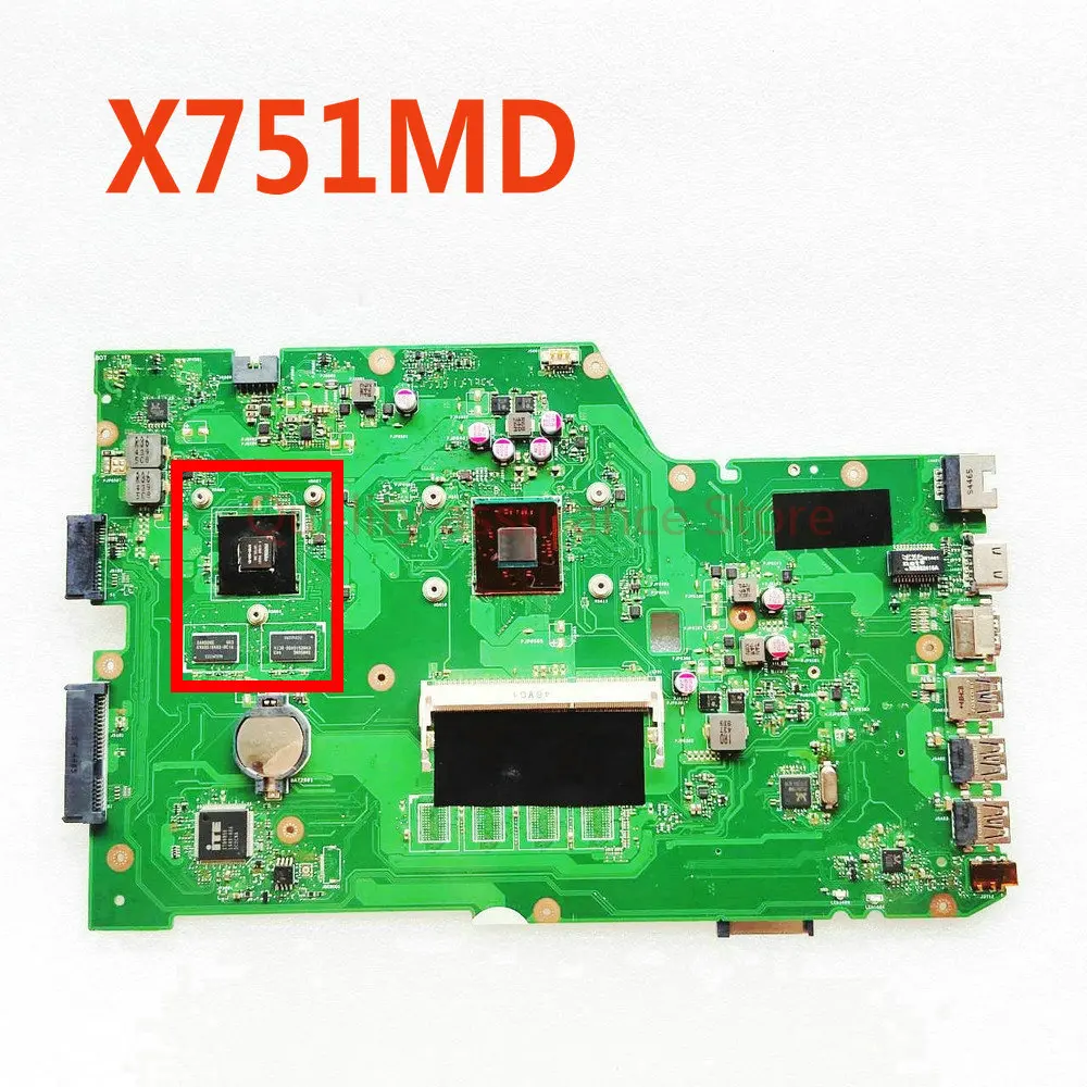 

X751MD Mainboard For ASUS K751M K751MA X751MJ R752MA X751M X751MA Laptop Motherboard 0GB-RAM CPU N2940