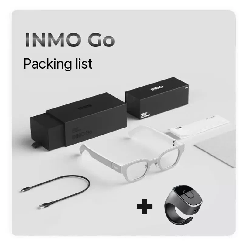 نظارات inmo GO الذكية AR، 10 لغات ترجمة في الوقت الحقيقي، نظارات AR الذكية مع الملاحة، مكبرات الصوت المزدوجة الملقن