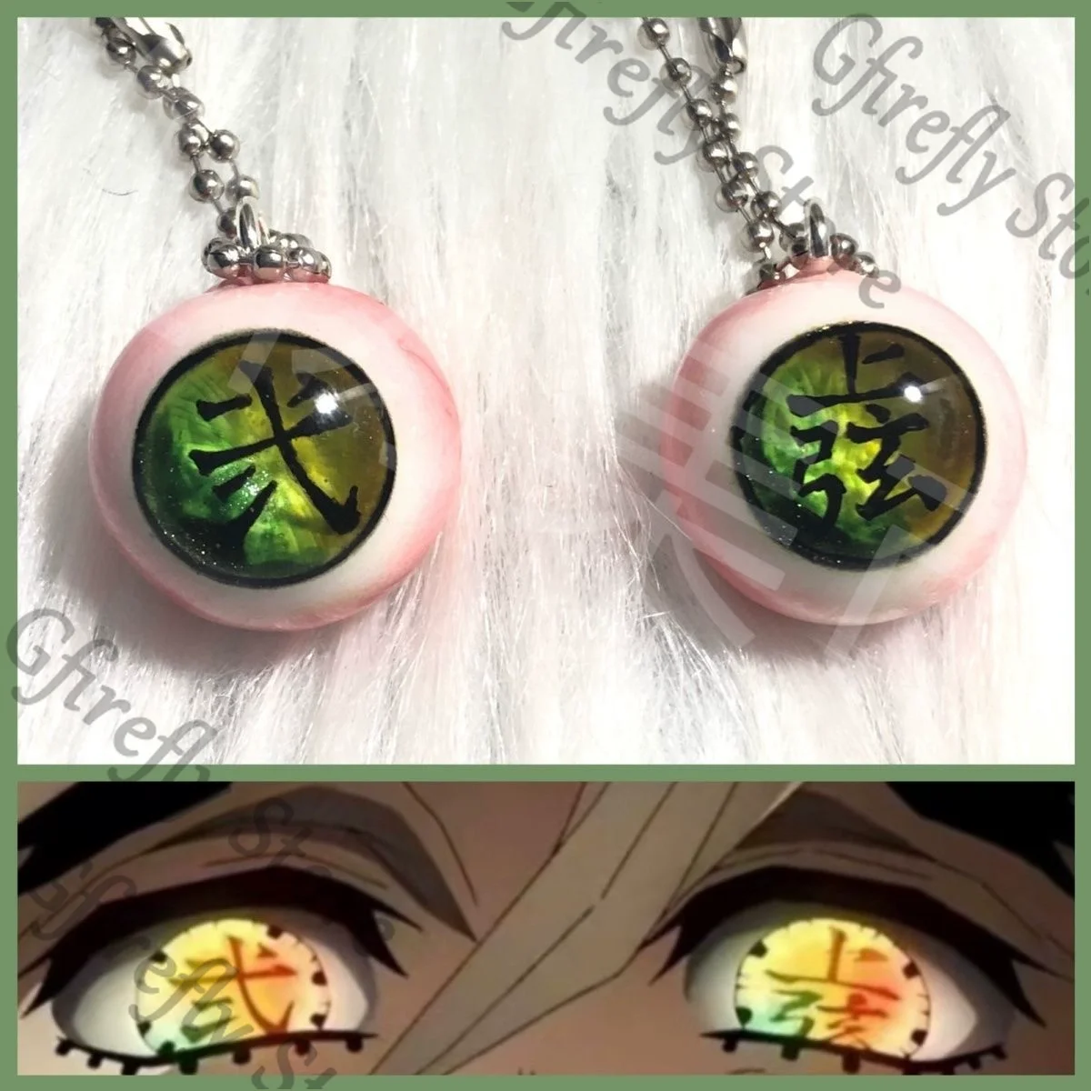 

Demon Slayer Douma Daki Gyokko Hakuji Anime Eyeball Pure Handcrafted Schoolbag Pendant Keychain Kokushibo Cosplay Ornament