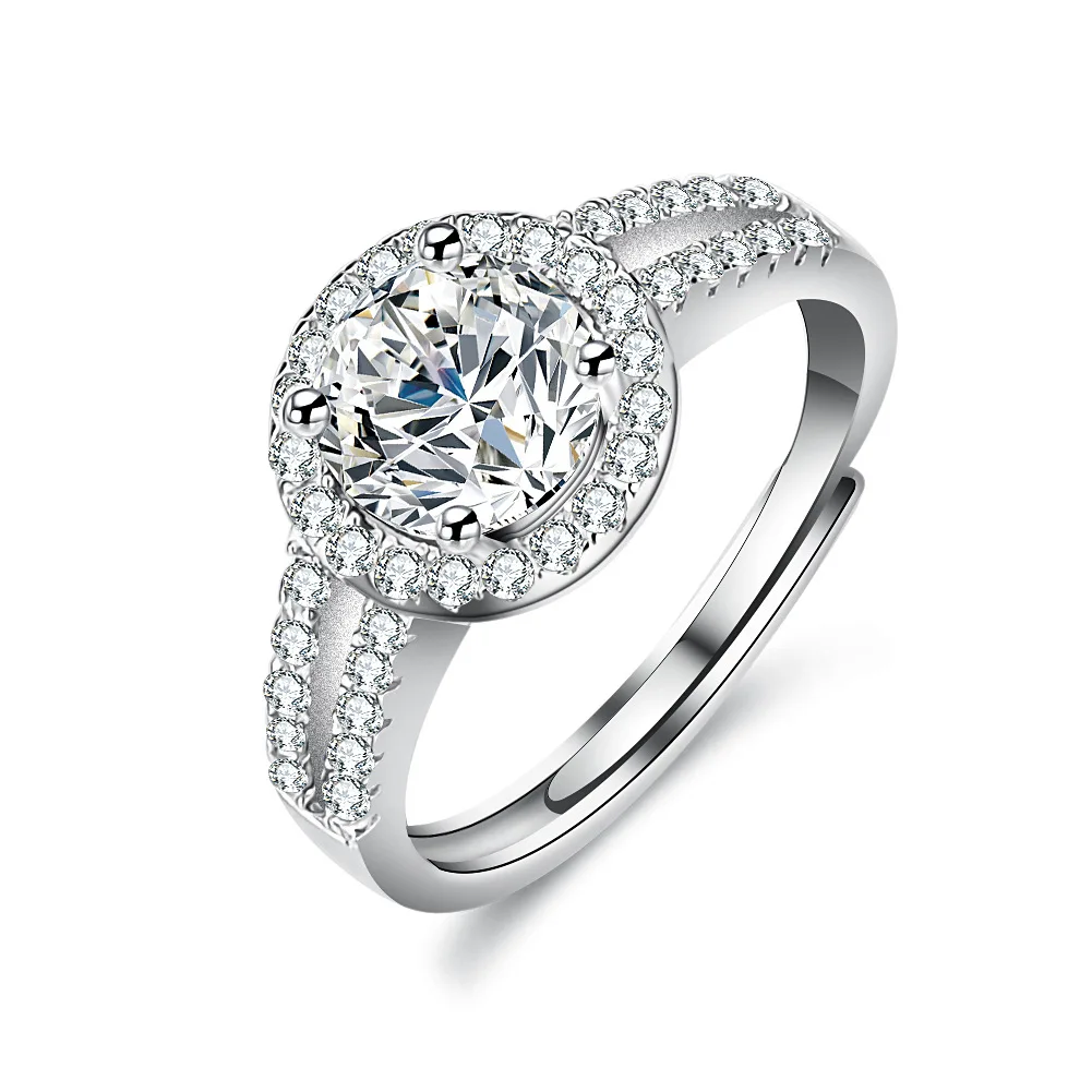 

Mosang Diamond Ring Refers To A V-round Bag Made of 18K Gold, Women's One Carat Fashionable Platinum PT950 Jewelry