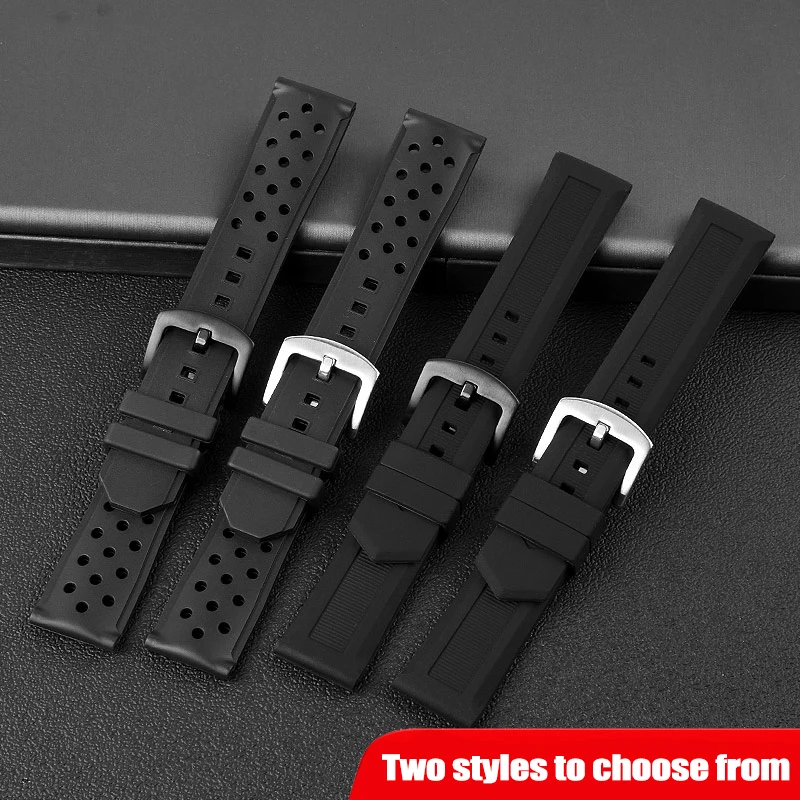 For Tag Heuer CARRERA F1 AQUARACER Black Nature Rubber Bracelet Waterproof Breathable Silicone Watch strap22MM Men\'s Watchband