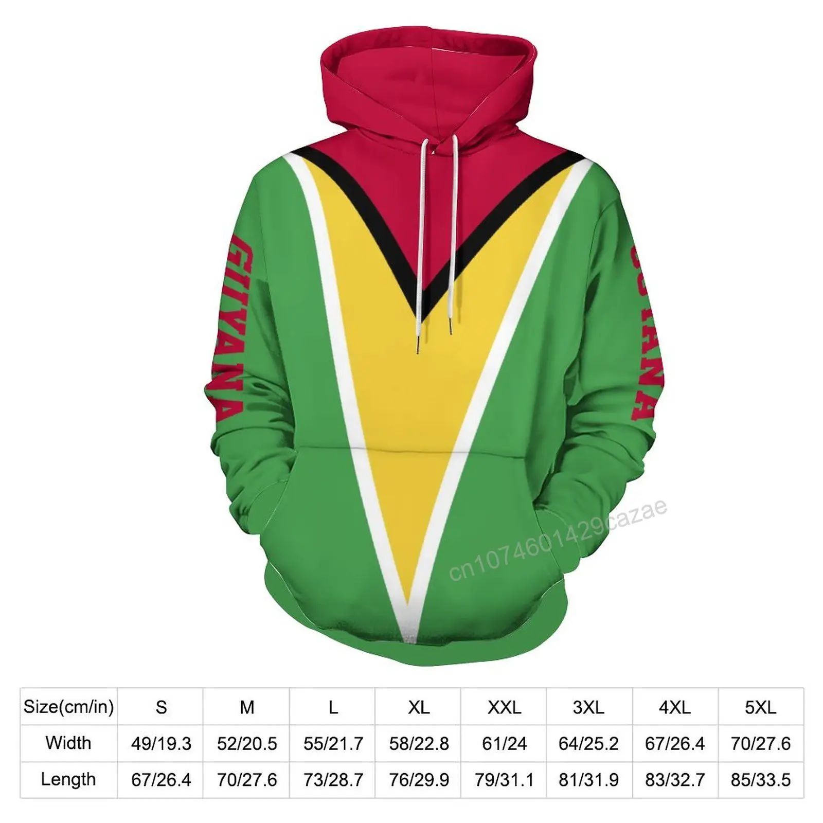 Guyana Country Flag 3D Hoodie Polyester Cool Men Women Harajuku Sweatshirt Unisex Casual Pullover Hoodies