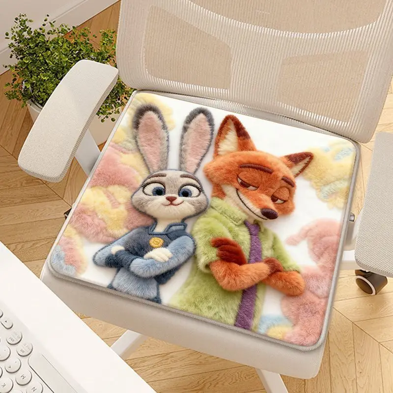 Zootopia Judy Nick Printed Chair Cushion Cartoon Cute Anime Imitation Cashmere Warm and Comfortable Gift for Friends kawaii