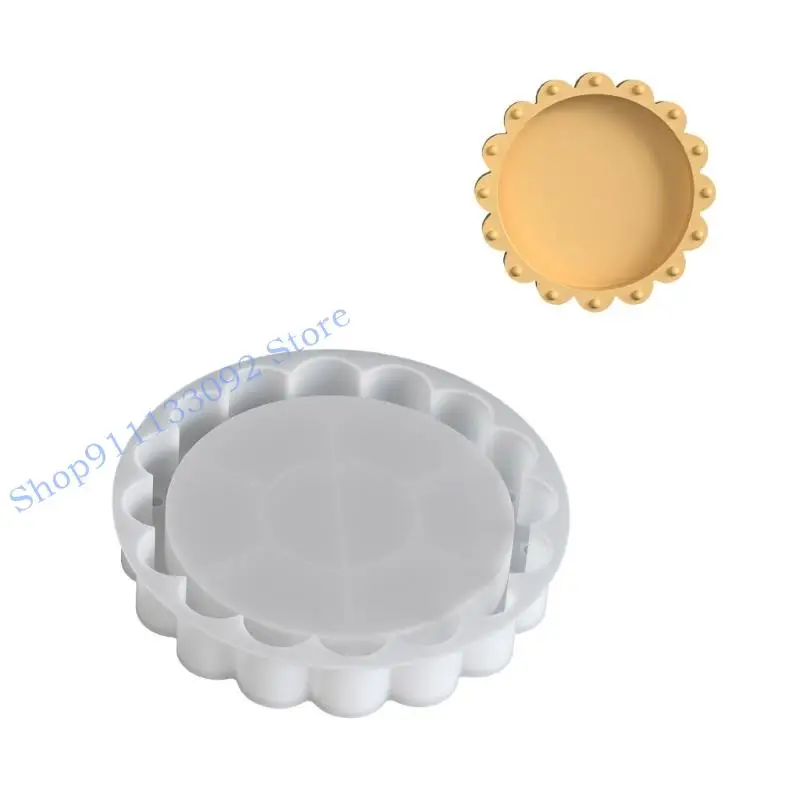 

H9ED гибкая силиконовая форма для лотка с богато украшенной каймой из бисера для литья из смолы органайзер для украшения изделий