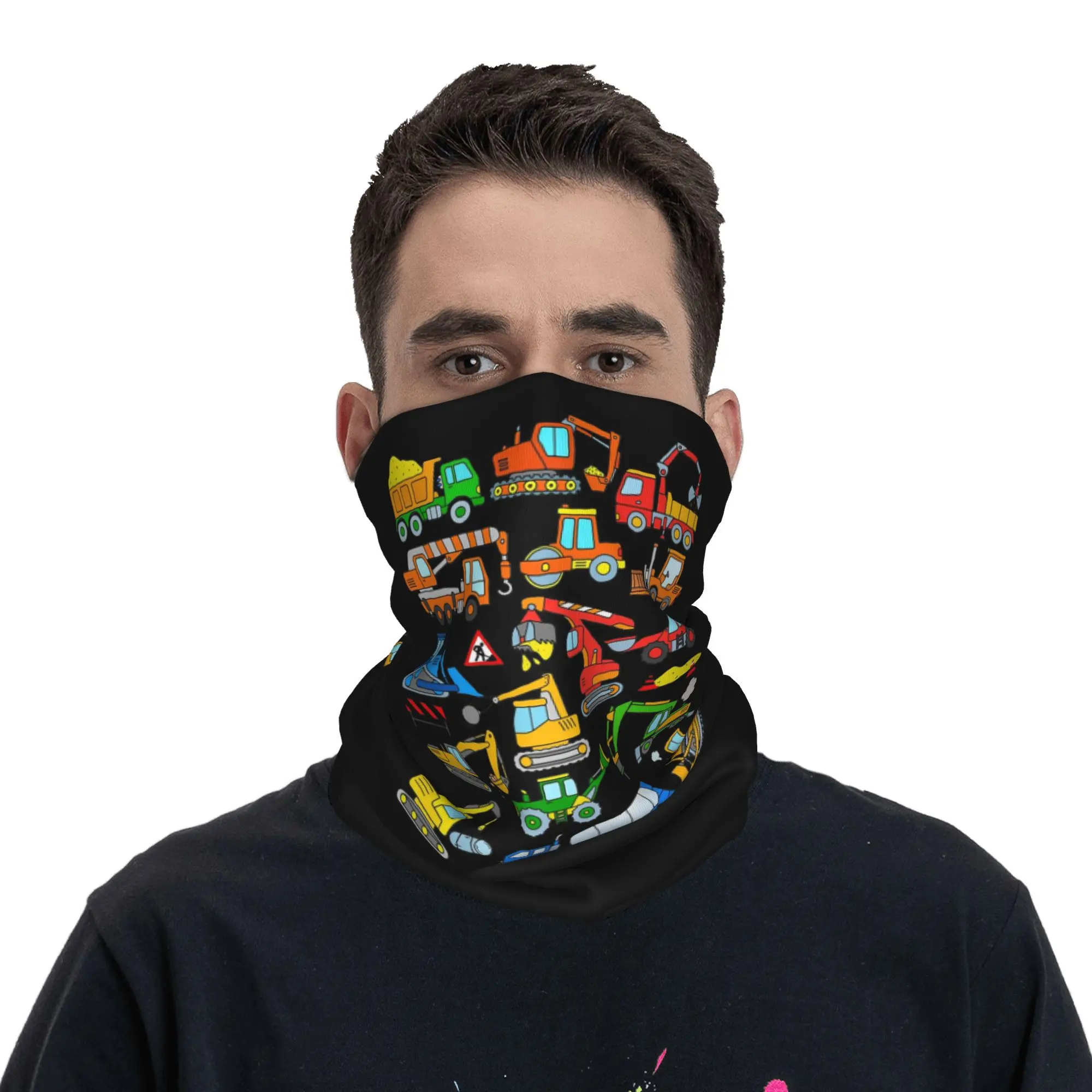 تصميم حفارة للأطفال باندانا غطاء الرقبة المطبوعة وشاح سحري قناع الوجه متعدد الوظائف للجري للرجال والنساء البالغين طوال الموسم