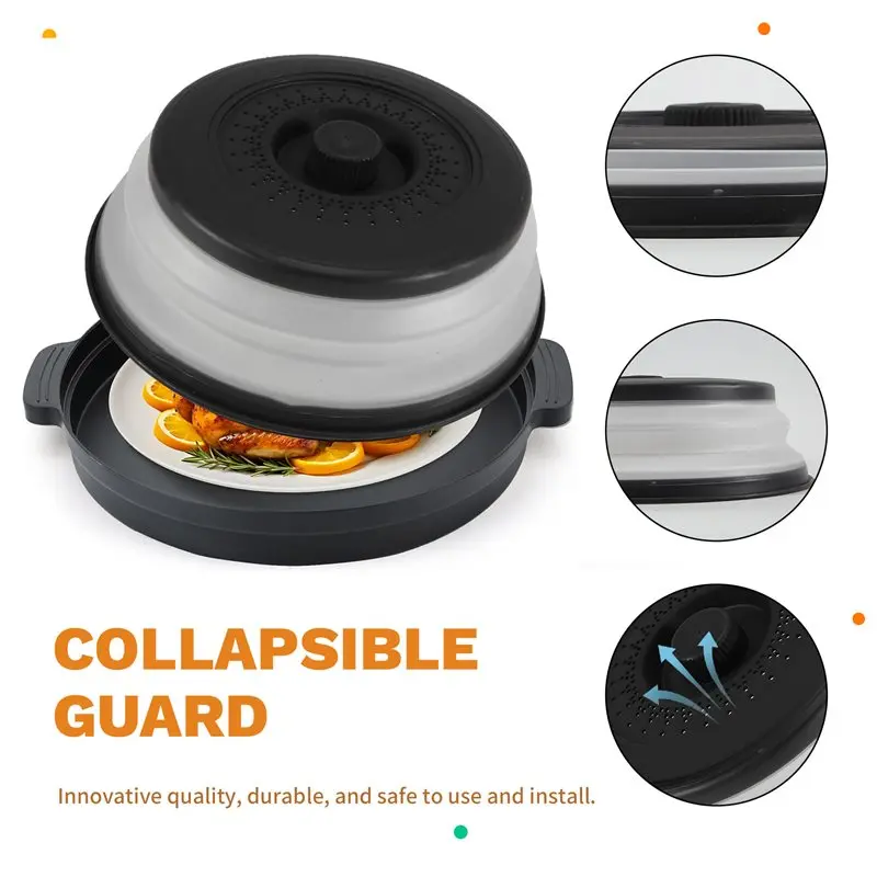 Multifunction Foldable Microwave Splatter Cover Collapsible Guard Kitchen Gadget Colander For Meal Steaming Tray Food Top-Rated