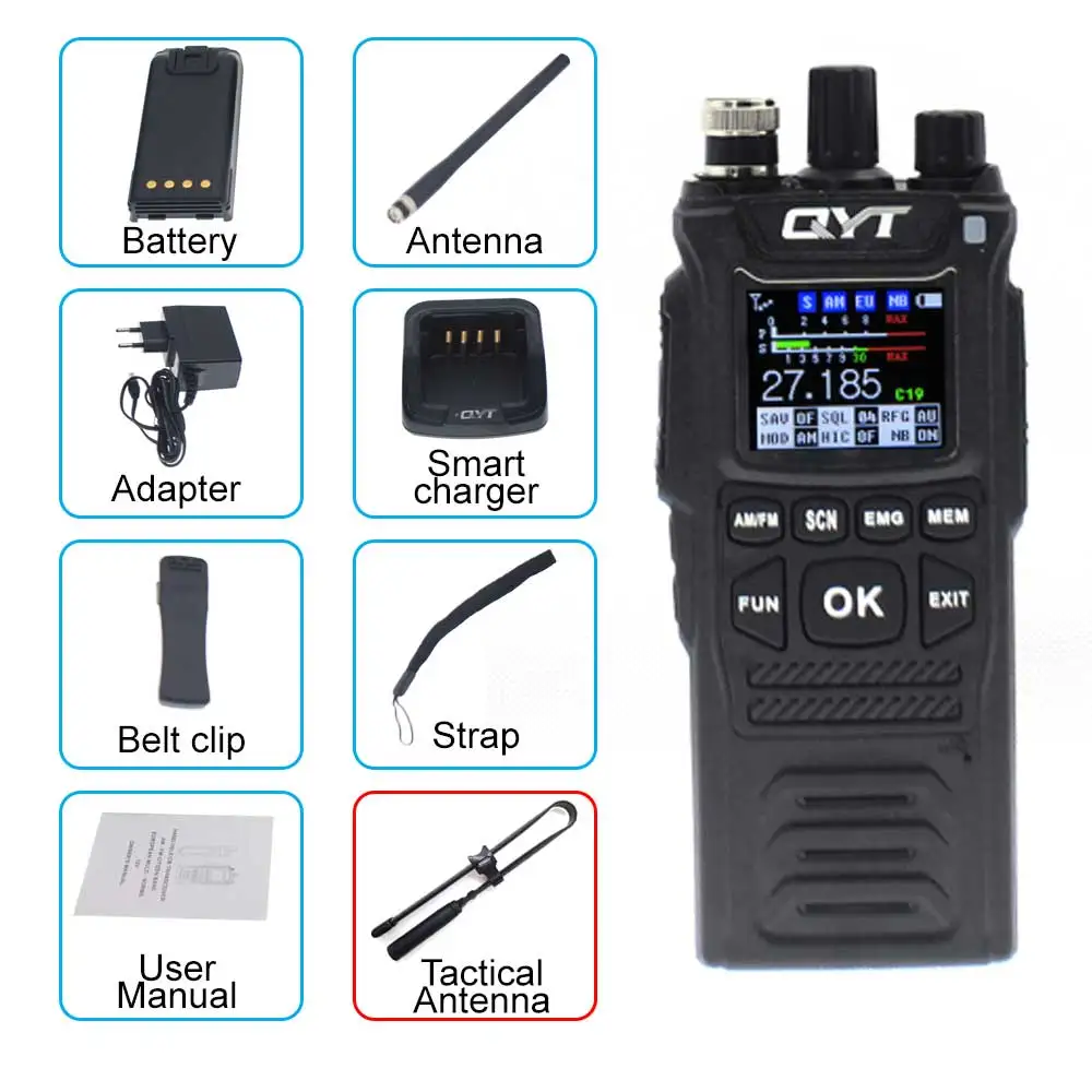 Originele Qyt Cb-58 Cb Radio 4W 4000Mah Draagbare Walkie Talkie 27Mhz 26.965-27.405Mhz 40 Kanaals Fm-Modus Burgerband Radio