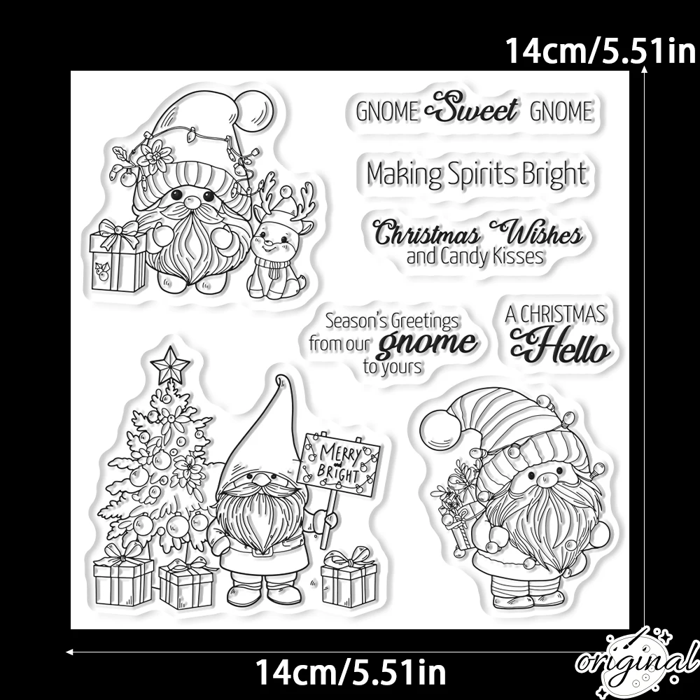Merry Christmas Gnomes Cutting Dies Clear Stamp Set DIY Scrapbooking Metal Dies Silicone Stamp For Card Making Albums Decor