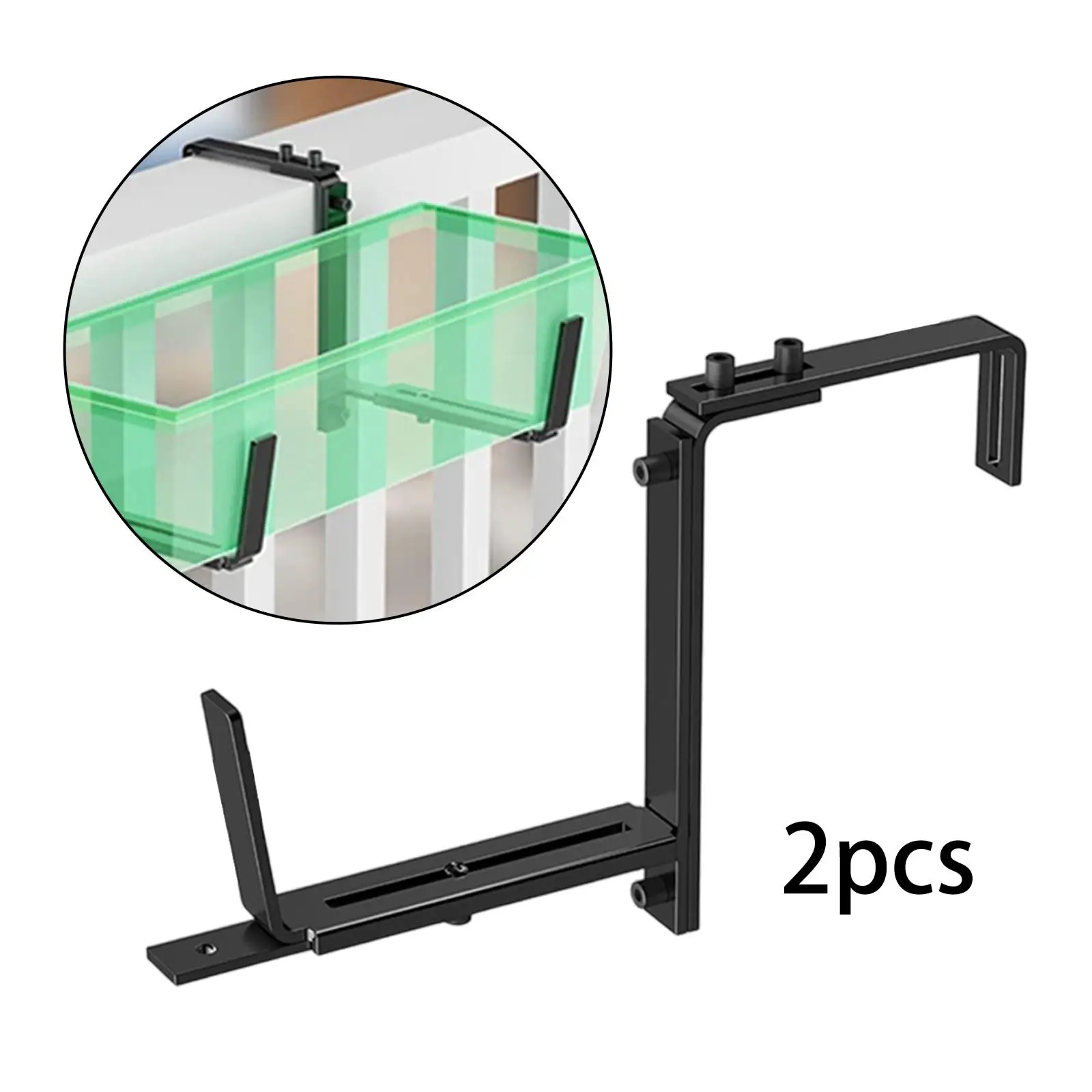 

2Pcs Window Box Brackets Versatile Adjustable Flower Box Holder for Deck Railing Hanging Accessory Easily Install Sturdy