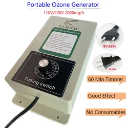 2000mg/h Ozone Generator Machine Home Air Water Purifier for Oil Fruits Vegetables Meat Food With Timer EU/US Plug