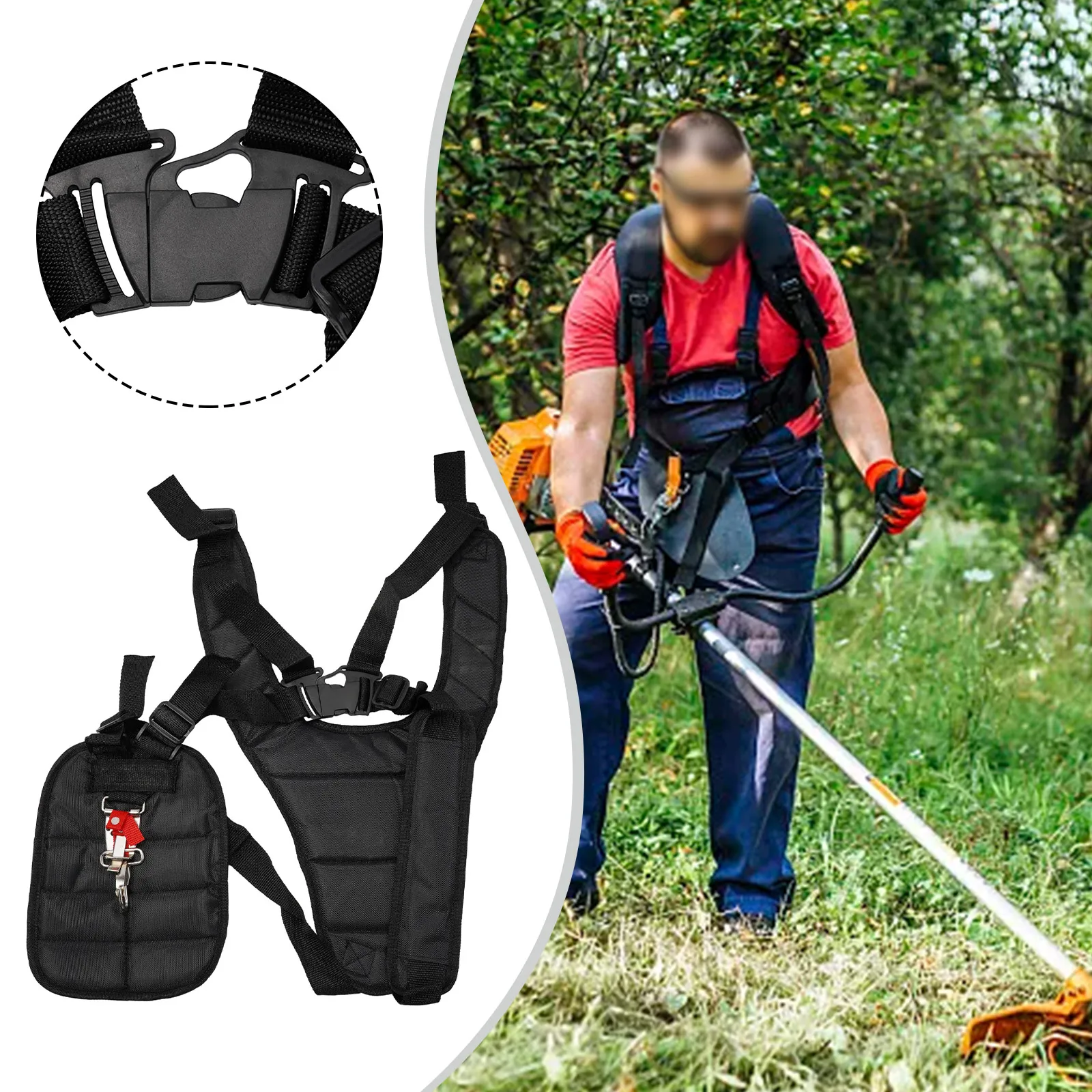 

1pc Harness Strap Belt Lawn Mower Power Pruner Double Trimmer Shoulder Adjusted Band For Brush Cutter & Trimmer Garden