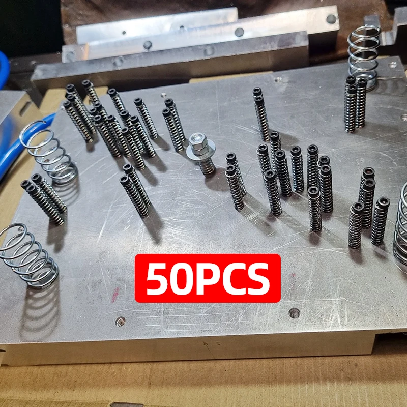 

50 шт., пружина сжатия, пружина давления, высокоточные стальные пружины, диаметр проволоки 1,0 мм, внешний диаметр 5-12 мм, длина 5-50 мм