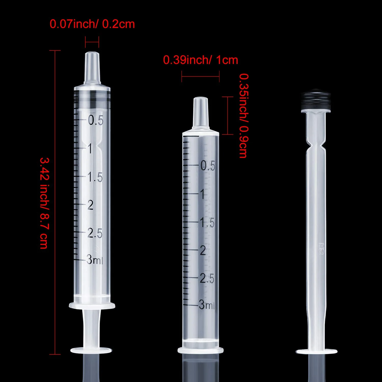 10/20/50/100Pcs 3ML Syringe Without Needles Individual Packaging Analyze Nutrient Plastic Syring Injectors Ink Pets Feeding Tool