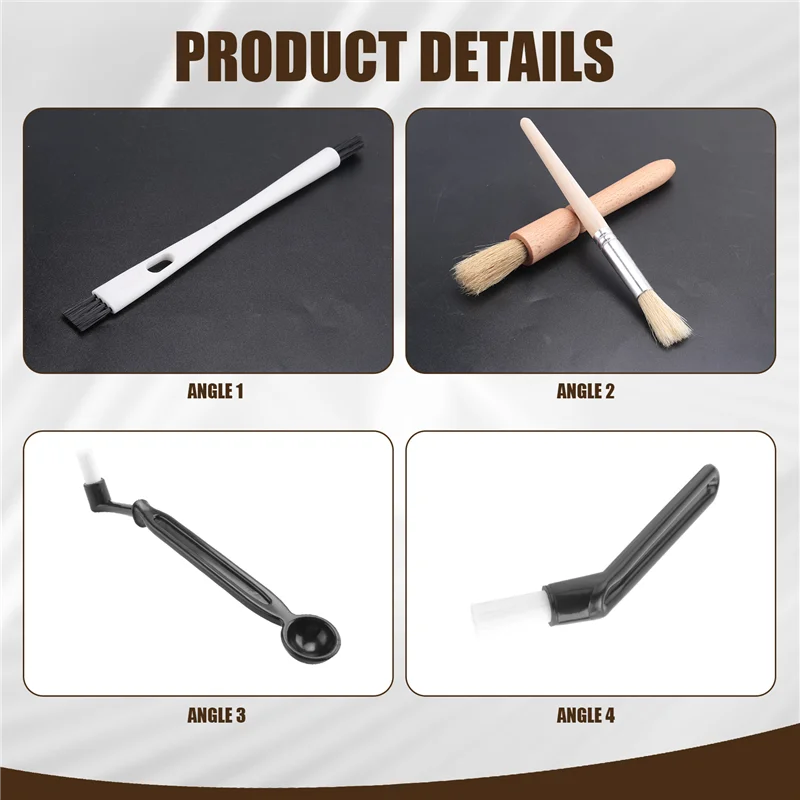 A94E-مجموعة فرشاة القهوة مجموعة فرشاة اسبريسو، فرشاة تنظيف ماكينة طحن القهوة الخشبية وفرشاة اسبريسو لماكينة القهوة