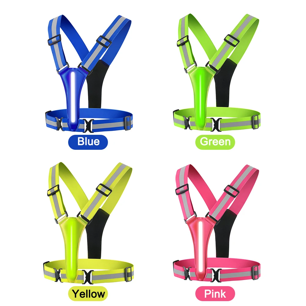 

Светодиодный светоотражающий жилет с подсветкой, жилет для бега, регулируемый эластичный жилет, куртка, жилет, ночное предупреждение, работа, рыбалка, спортивный жилет для езды на велосипеде