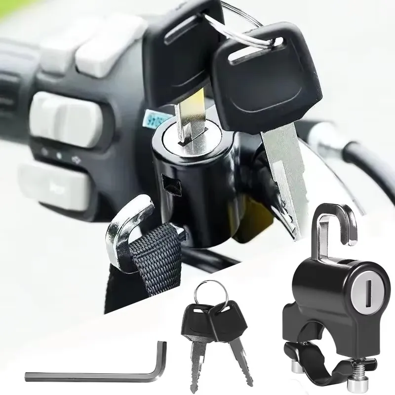 Cerradura para casco nuevo para vehículo eléctrico, artefacto de seguridad antirrobo fijo, batería, cuerda de alambre para motocicleta, gancho de bloqueo para sombrero, accesorios de bloqueo