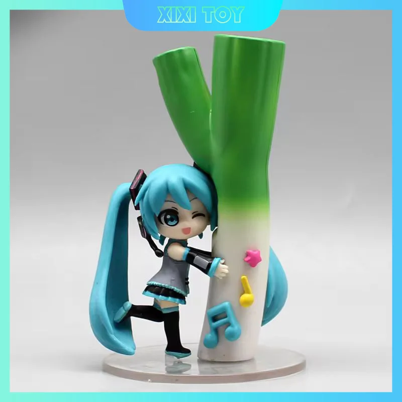 New 10.5cm Miku Kawaii Holding Welsh Onion Q-Version Action Figure Collectible Toy Models Desktop Decorations Doll Birthday Gift