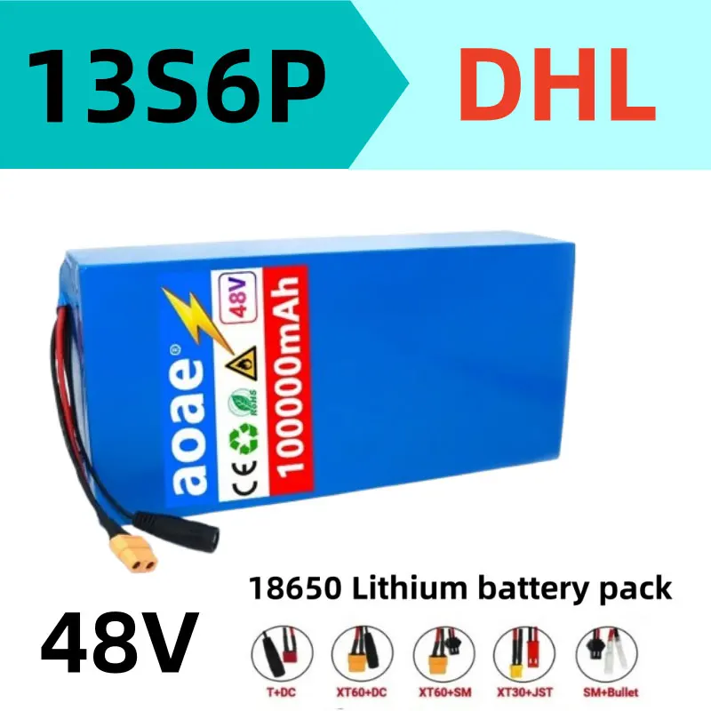 

100%New Original 48V 100Ah 13s6p Lithium Battery Pack 48v 100000mAh 2000W Citycoco Motorized Scooter Batteries Built in 50A BMS