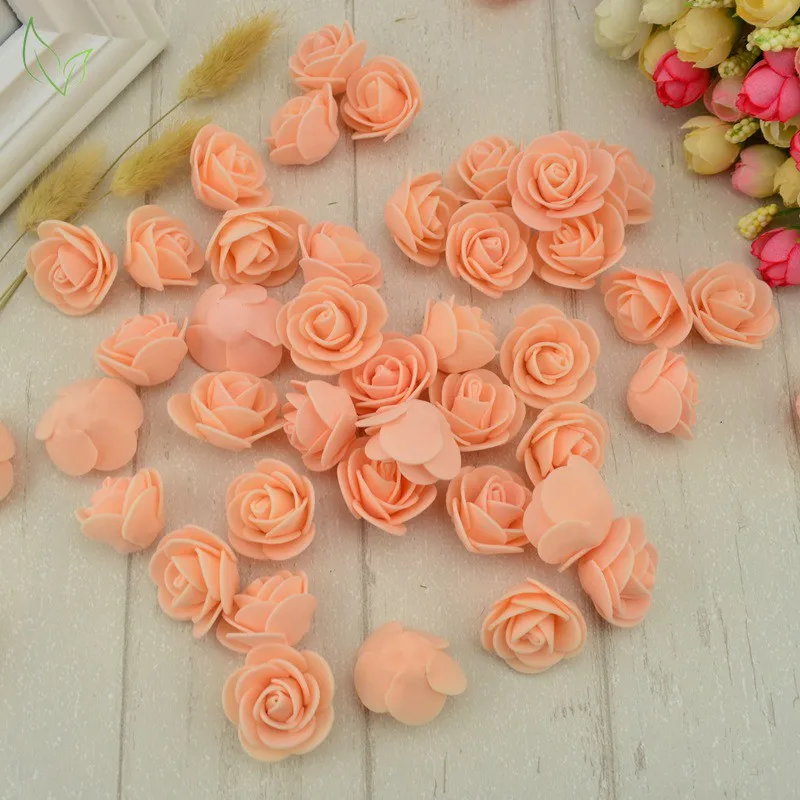 50PCS PE Foam Fake Flower Roses Head Artificial Flowers Cheap Wedding Decoration for Scrapbooking Gift Box Diy Wreath Multi-Use