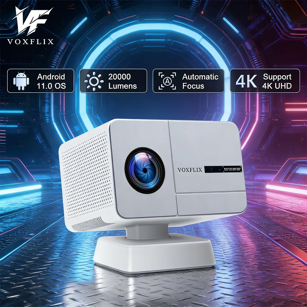 Proyector VOXFLIX X9 Ultra, Resolución Nativa 1080P, Compatible con 4K, 1200 ANSI, Enfoque Automático, Reproductor de Video Multimedia