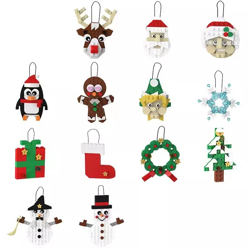 Festive Hanging Brick‑Craft Building Blocks Set Buildable Santa Snowman Figurines Xmas Tree DIY Decor Ornament Cute Holiday Gift