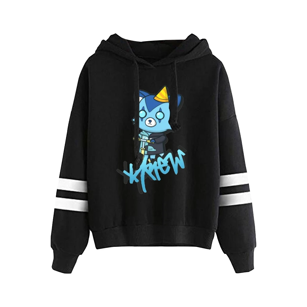 

ItsFunneh Krew District Merch Hoodie Pocketless Parallel Bars Sleeve Sweatshirts Harajuku Streetwear Women Men's Clothes