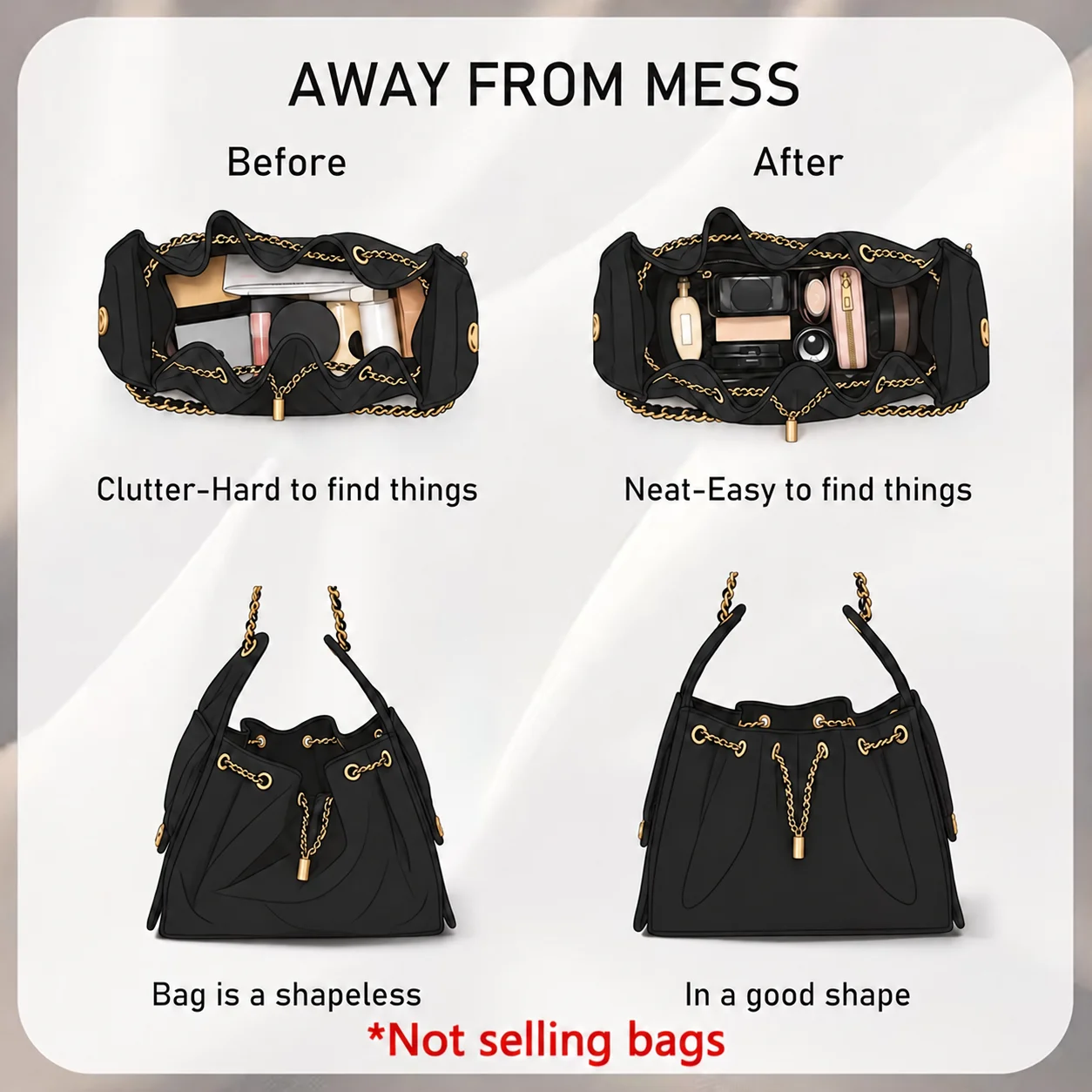 Nylon Bag Organizer Insert Compatible With 25bag Lightweight Purse Liner With Zipper Pockets Shape Support And Storage Divider view 4