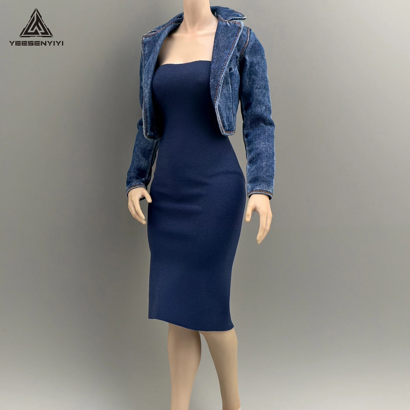 Vestido bandeau bainha de 12 polegadas, escala 1/6, para figura de ação feminina, elástico, meia panturrilha, vestido bodycon para bonecas bjd de 30cm, parte superior do tubo