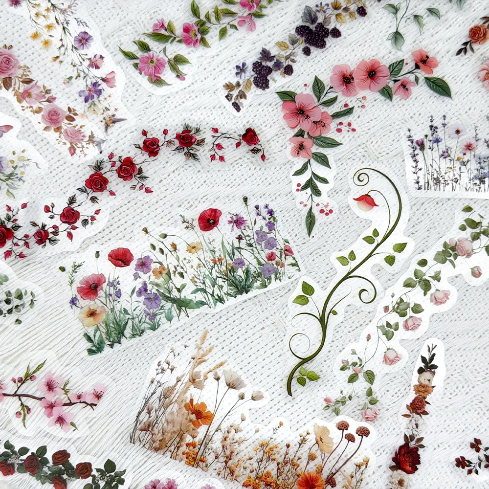 Picture 5: 60pcs Flower Hand Account Lace Transparent PET Stickers Decals For Phone Laptop Notebook Suitcase Guitar DIY Aesthetic Stickers