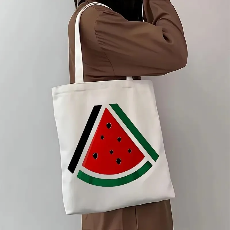 Bolso de mano con estampado de sandía para viajes y compras Bolso de compras con diseño de rebanada de sandía colorida Bolso de hombro reutilizable
