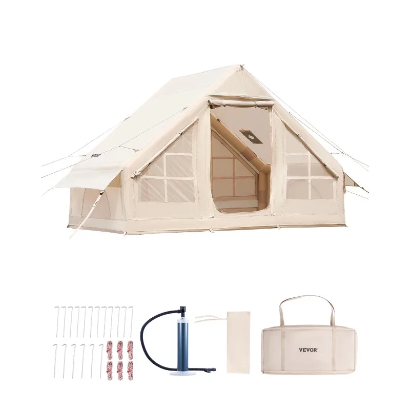 Inflatable Tents for Camping Easy Setup Blow up Tent with Hand Pump 300D Oxford Tent with Stove Jack Storage Bag Included