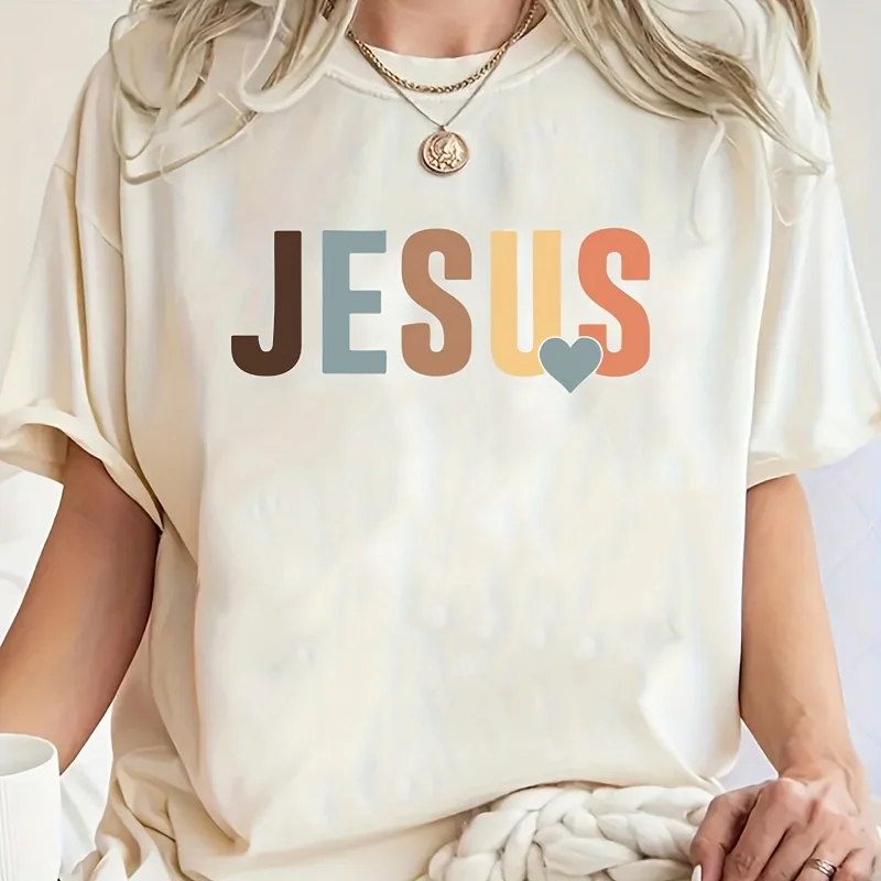 Jesus Letter 90s Streetwear Fashion Girls T-Shirts Harajuku White Clothing Short Sleeve Summer Tees Casual Female O-Neck Tops