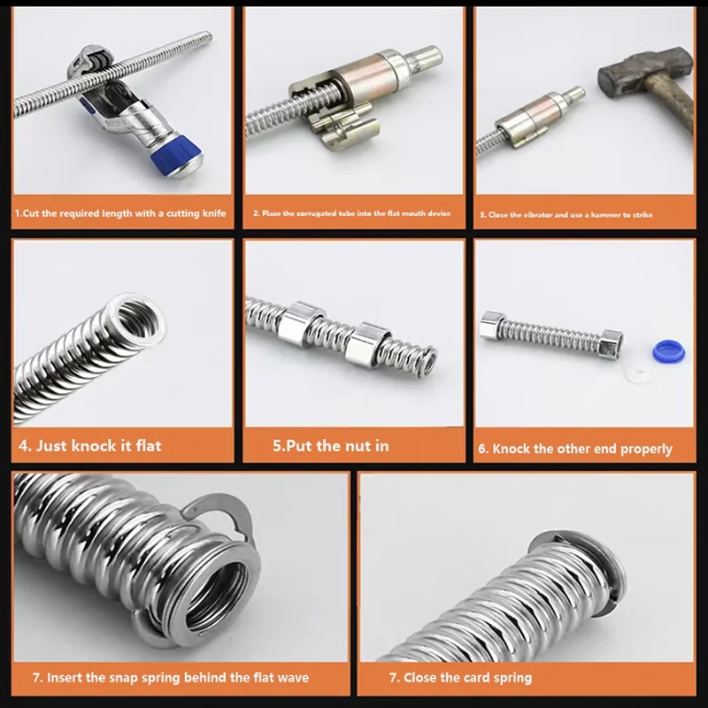 304 stainless steel corrugated pipe high-pressure explosion-proof  heater connected to hot and cold water pipes OD16mm16.8mm20mm