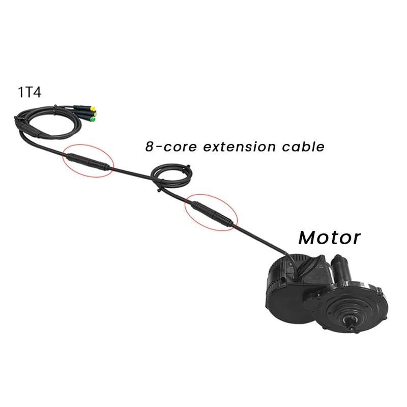 Electric Bicycle 8 Pin Female To Male Display Extension Cable Connector For Bafang Mid Motor BBS01 BBS02 BBSHD