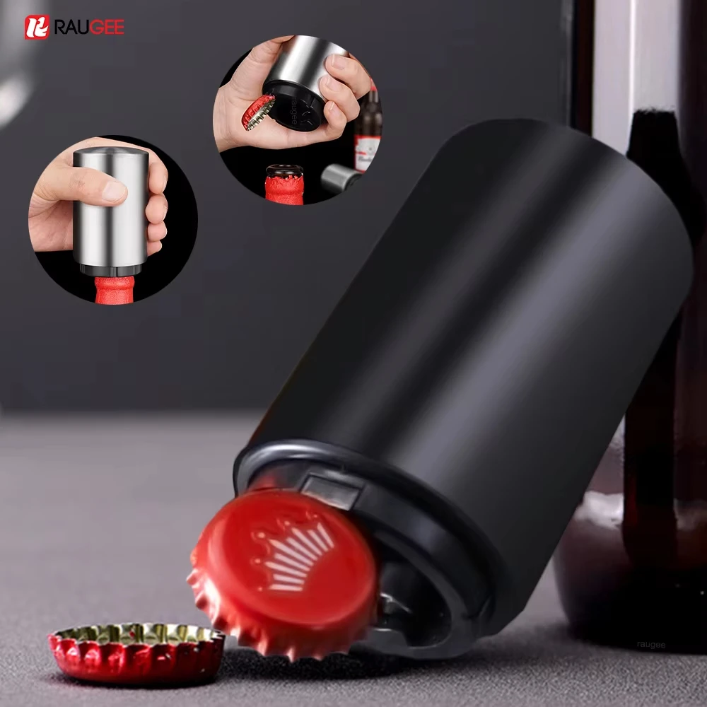 Magnetic Automatic Beer Bottle Opener Portable Push Down Beer Corkscrew Quick Bottle Cap Opener for Bars Home Beer Bottle Opener