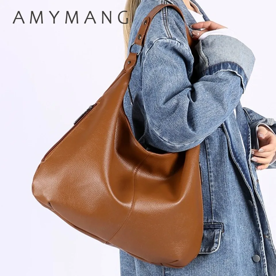 

Zipper Solid Color High Capacity Soft Leather Shoulder Top-Handle Bags 2025 Hot Sale Bags for Women 2025 Casual Tote Sac A Main