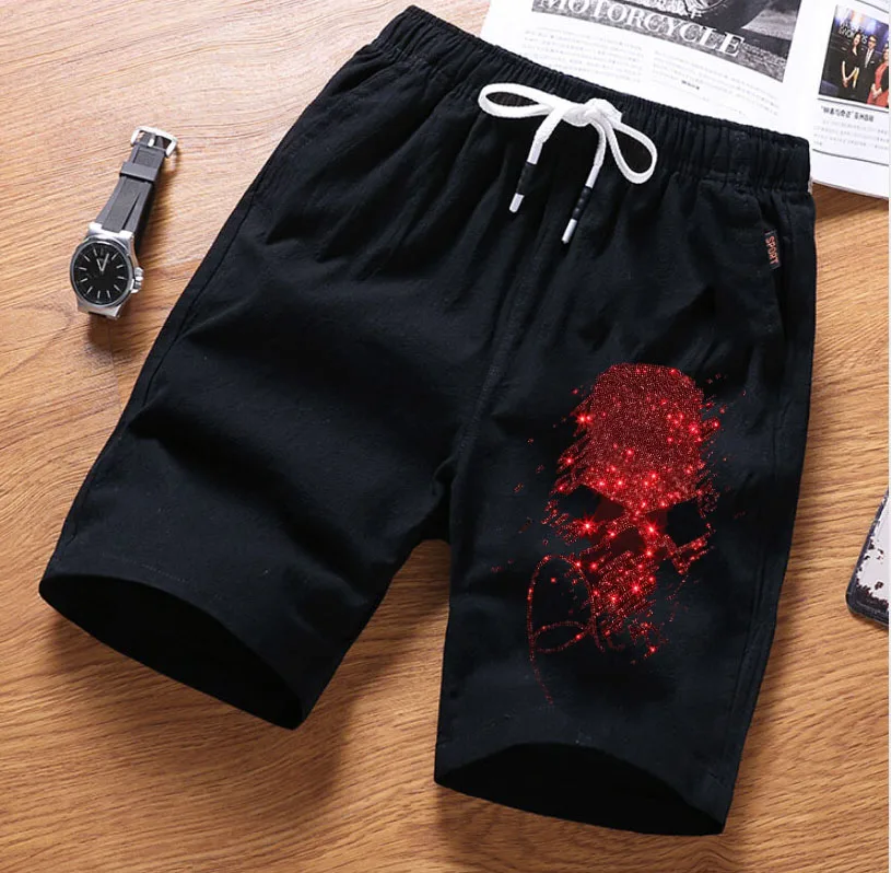 

Men's Rhinestones Drill Joggers Shorts Glitter Fitness Anime Running Trunks Summer Trend Male Short Pants