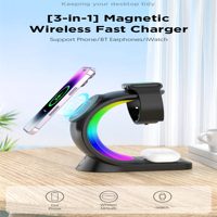 3-in-1 Fast Wireless Magnetic Attraction Charging Bracket Stand Multifunctional Desktop Three-dimensional Bracket