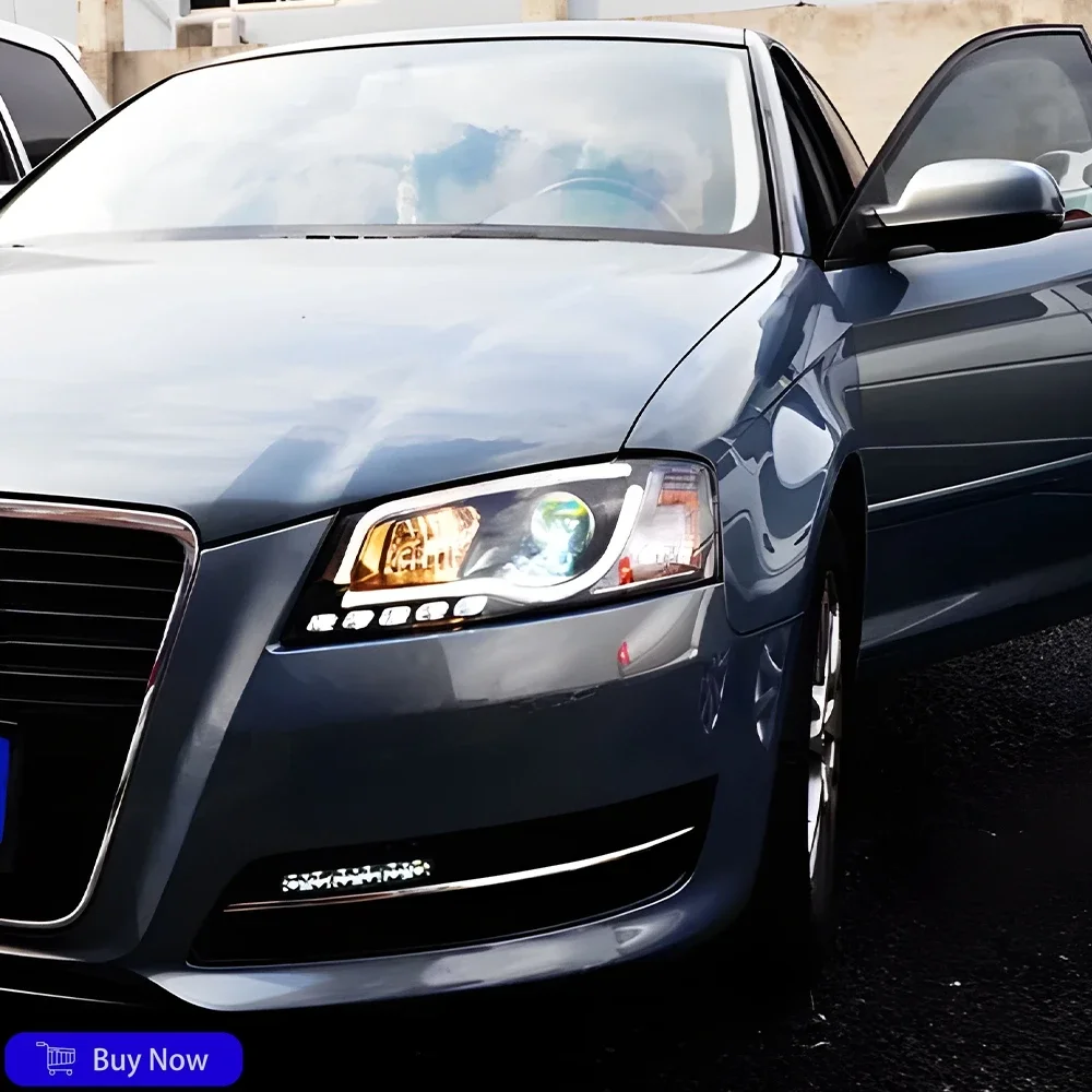 For Audi A3 2008-2012 Style Car Front Lamps Assembly Upgrade High Quality Angel Design LED Dual Projector Lens Car Accessories