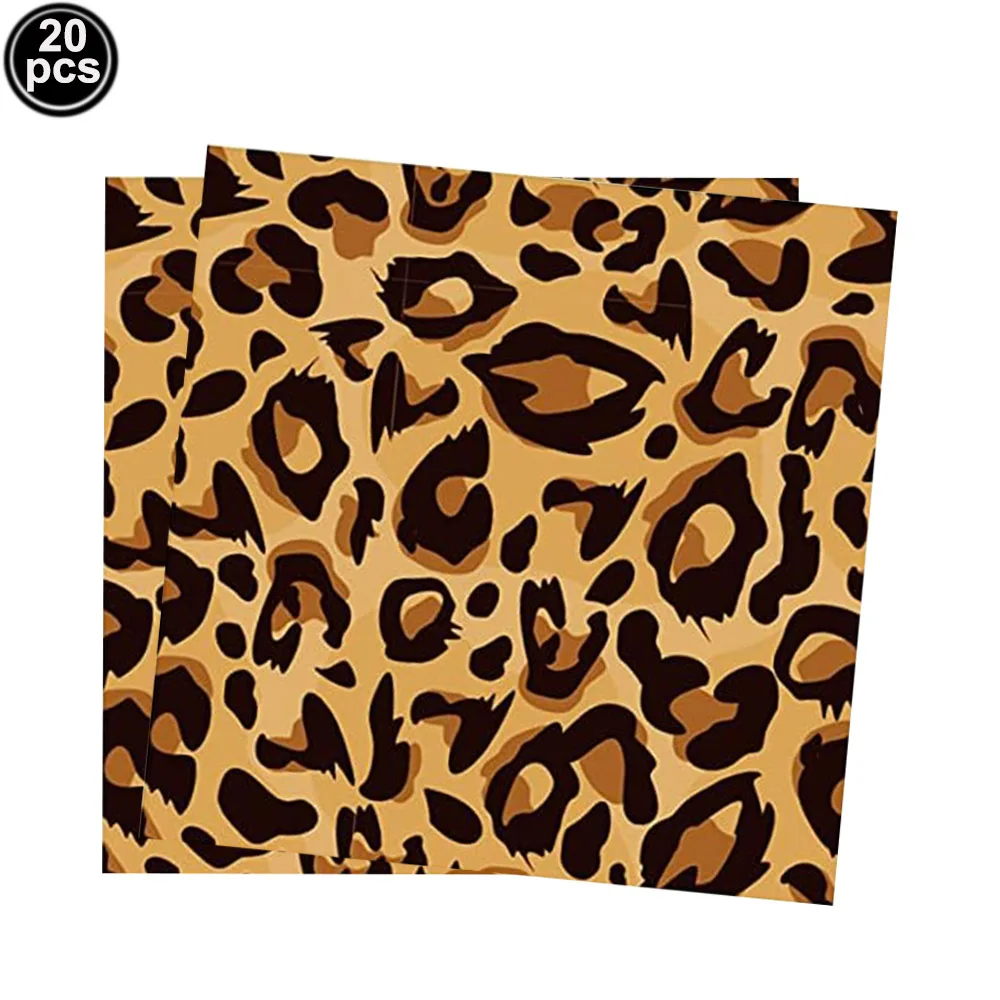 Leopard Print Disposable Tableware Plate Cup Napkin Tablecloth Straw Balloon Cheetah Print Jungle Animal Theme Party Decor