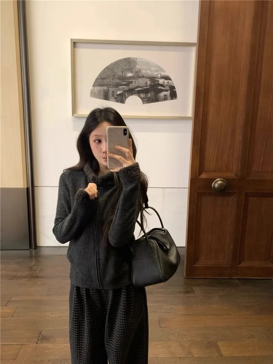 سترة صوف الضأن ملابس خارجية شتوية للنساء درجة حرارة باردة مناخ بارد الطقس البارد بيئة متجمدة جو فاترة جليدية GF