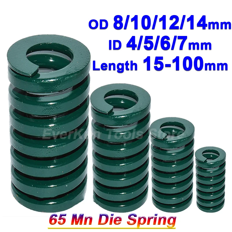 Die Mold Springs Green Heavy Load Spiral Stamping Compression Mould Spring OD 8 10 12 14mm Length 15 20 25 30 35 40 45 50-100mm