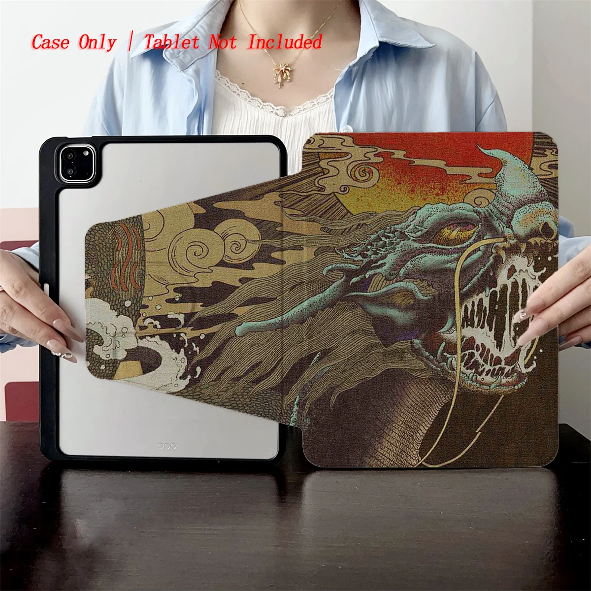 

Gothic Demonic Creature Design iPad Case for Air 11 M3/13 M3/6 10.9 Anti-Scratch Cover with Pen Slot