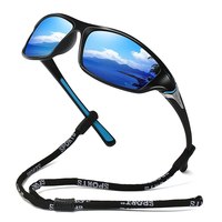 Unisex Polarized Sports Sunglasses - UV400 Retro Anti-Glare Cycling/Ski/Fishing, Removable Neck Strap Tactical Eyewear