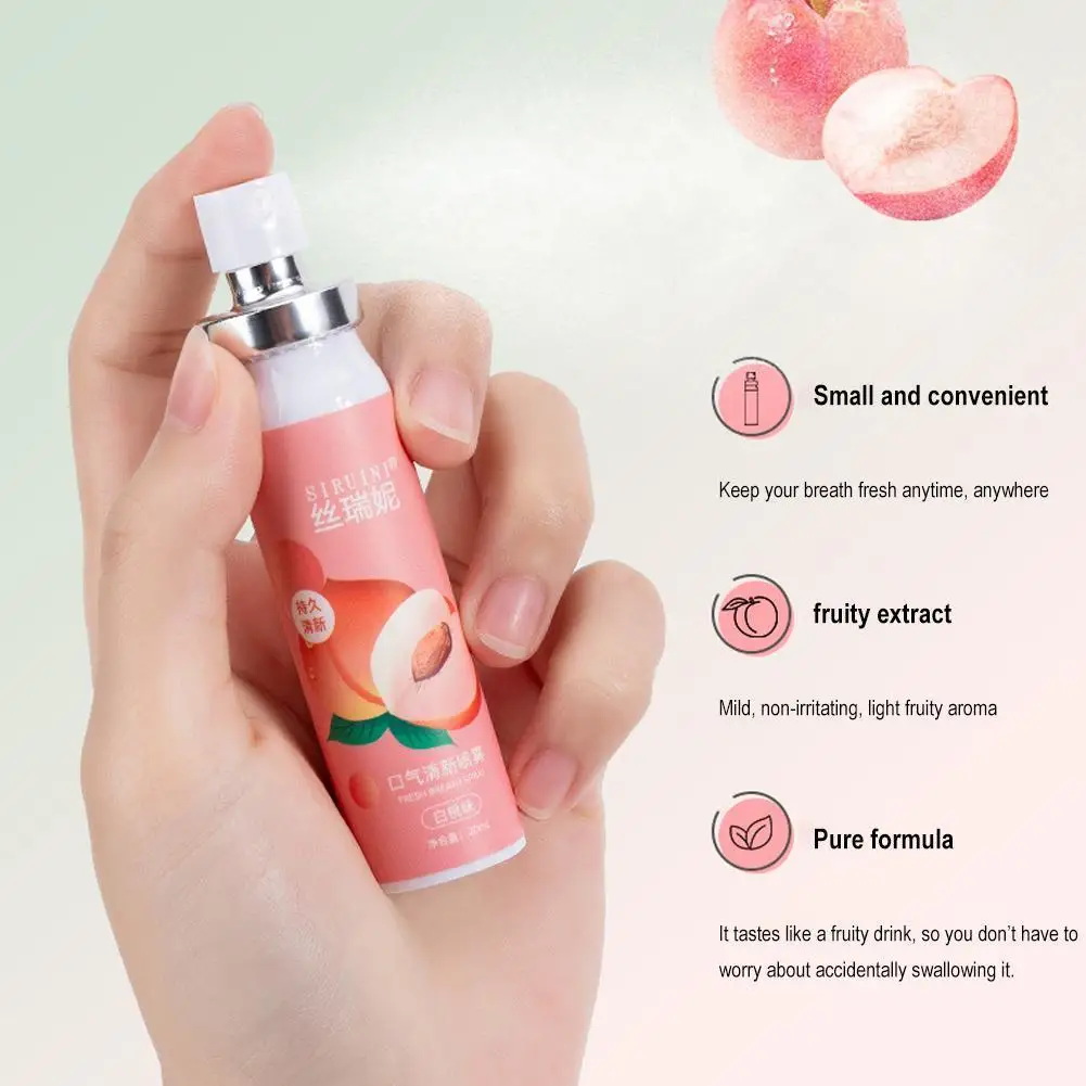 Spray Refrescante Bucal de 20 ml de Larga Duración, Sabor Afrutado a Menta, Ingredientes de Menta Energética, Productos de Cuidado Bucal, Refrescante Bucal