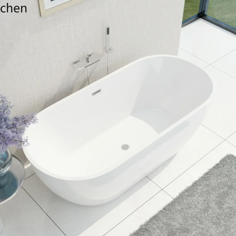 HYS Bathtub for Home Use, Small Apartment, Single Person, Acrylic, Adult, Seamless, Integrated, High-end, Freestanding Bathtub