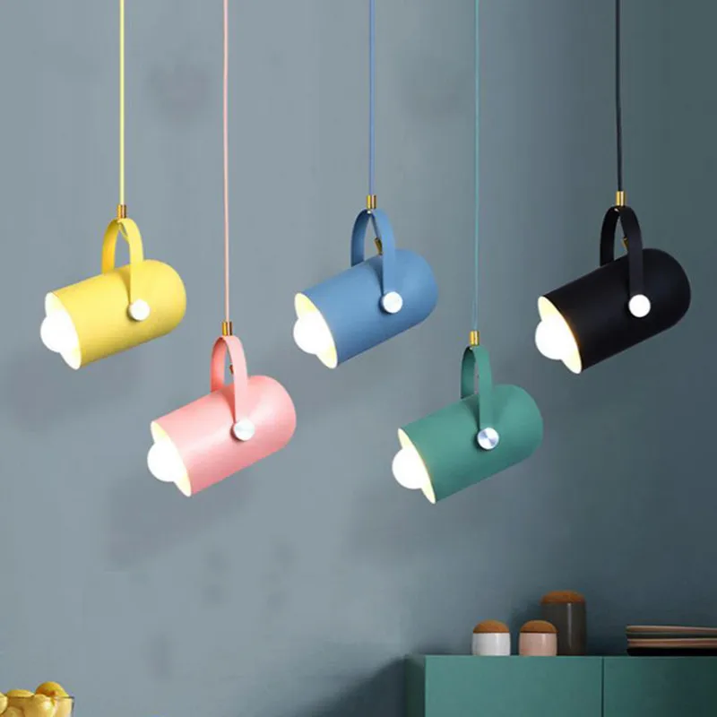 

LED Pendant Light Macaron Angle Adjustable Pendant Lamp Home Decor Iron lustre Bar Showcase Clothing Shop Practical Spotlight