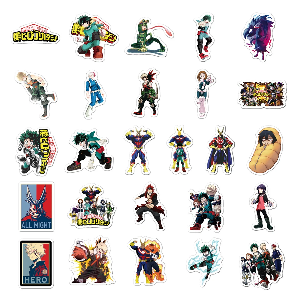 10/30/50pcs My Hero Academia Cartoon Anime Stickers Cool Graffiti Decals Phone Skateboard Diary Waterproof Sticker for Kids Toy