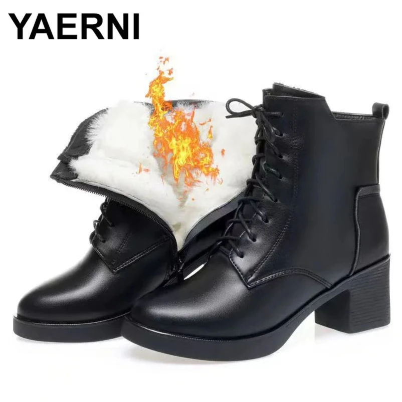 

Короткие сапоги на очень высоком каблуке 2025 г., осенне-зимняя плюшевая бархатная женская обувь на толстом каблуке из натуральной кожи, ботильоны на толстом каблуке